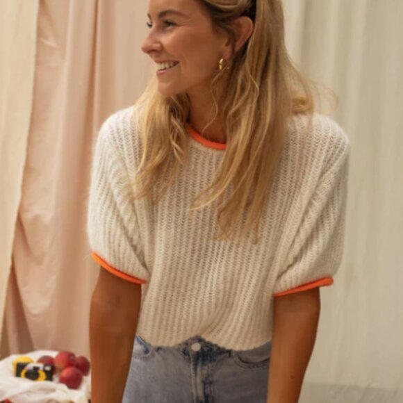 Ecru and Orange Ricky Sweater - Easy Clothes - Picture 1 of 4